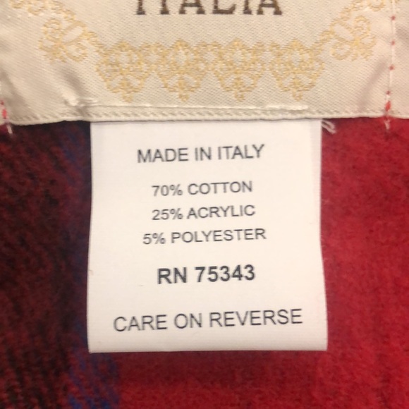 Nido Notte NEW Red Plaid Blanket Made in Italy - Picture 5 of 7